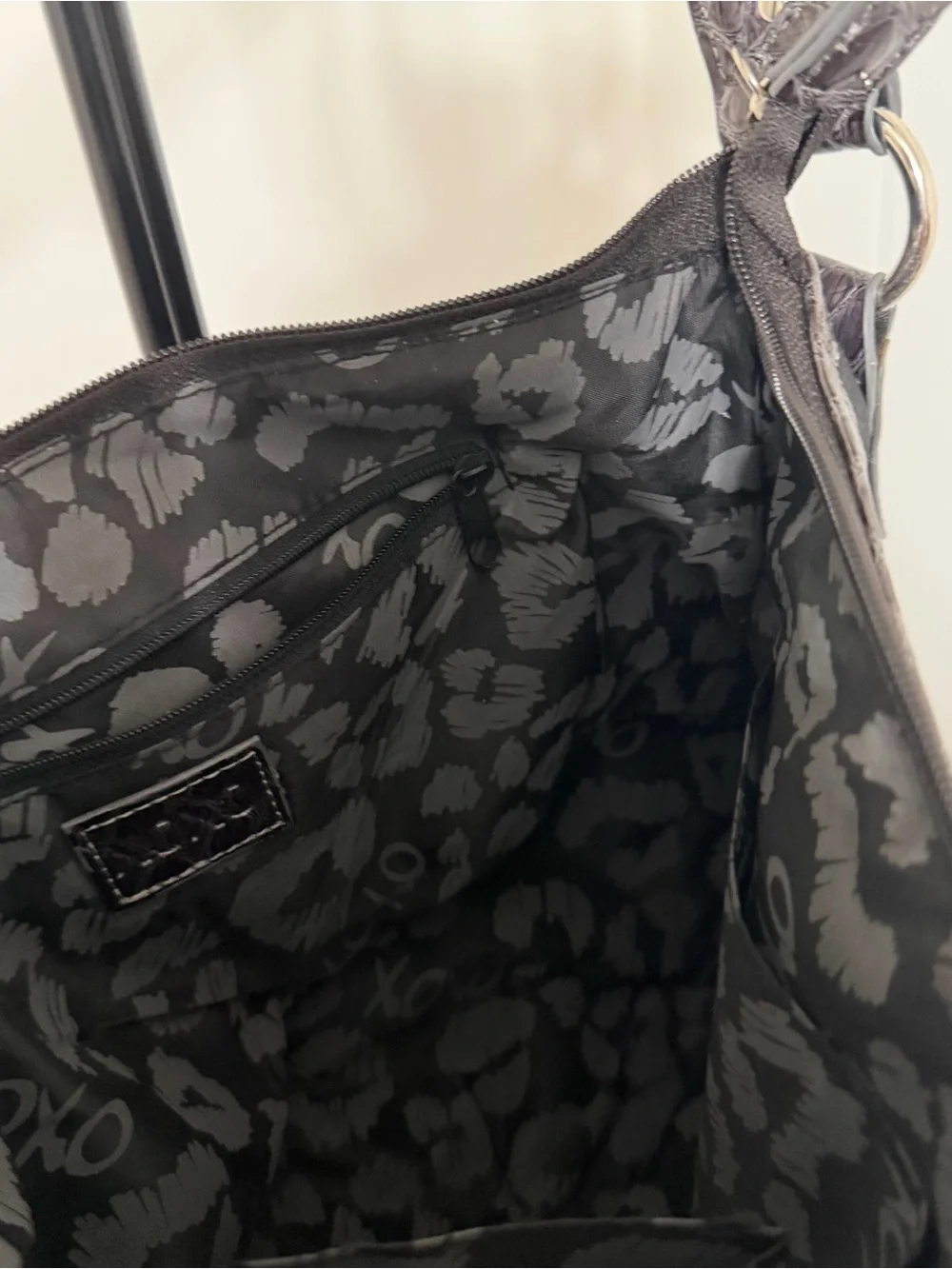 XOXO Black and Dark Gray Signature Shoulder Bag